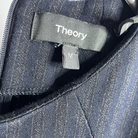 Theory Dolman Short Sleeve Shift Dress Pale Stripe Knit Short Sleeve Career M - Picture 9 of 10